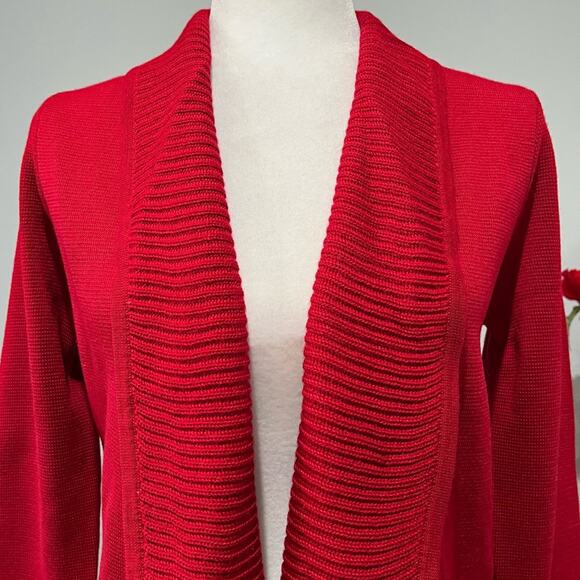 NEW Ann Taylor Loft Merino Wool Ribbed Shawl Collar Cardigan Sweater Red XS NWT - Picture 10 of 14